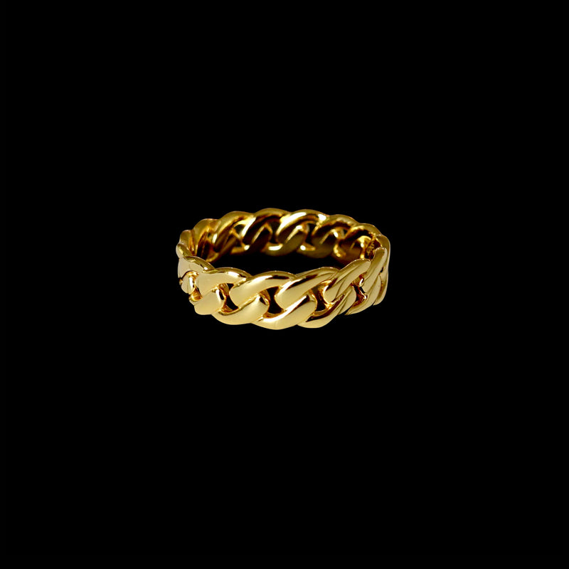 8mm Cuban Link Ring for Men Iced Out Gold Color Cubic Zircon Mens Punk  Accesorio | eBay