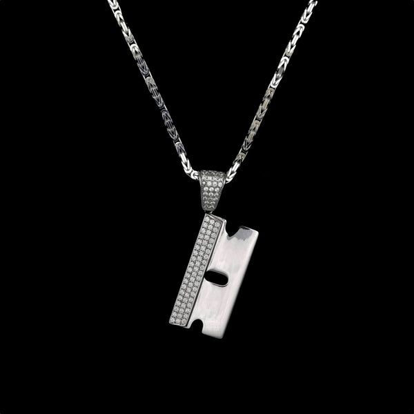 Iced Razor Blade Chain Silber