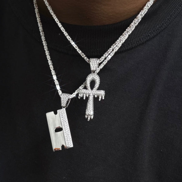 Iced Razor Blade Chain Silver