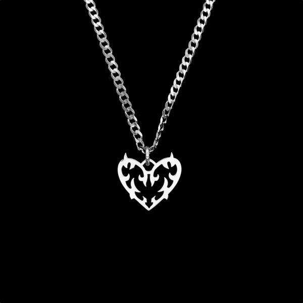 Tribal Heart Chain Silber