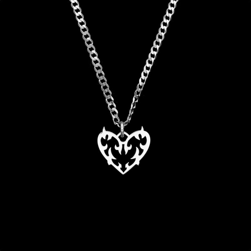 Tribal Heart Chain Silber